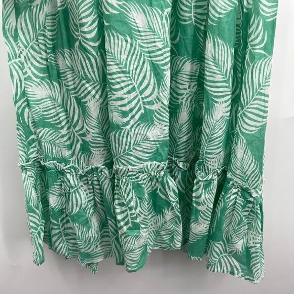 True Destinations Womens Green Leaf Tiered Bohemian Maxi Coverup Dress Small - Picture 6 of 7